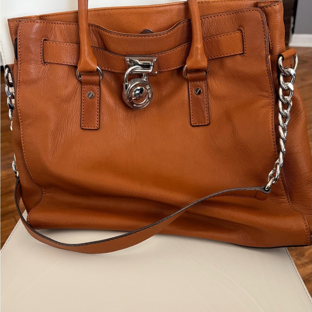 Michael Kors Stylish Tan Satchel with Silver Accents - Picture 8 of 8